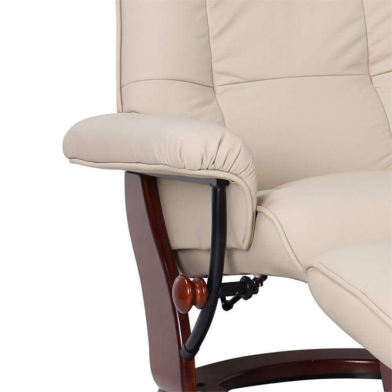 Clarita Leather Swivel Recliner with Matching Ottoman in Taupe