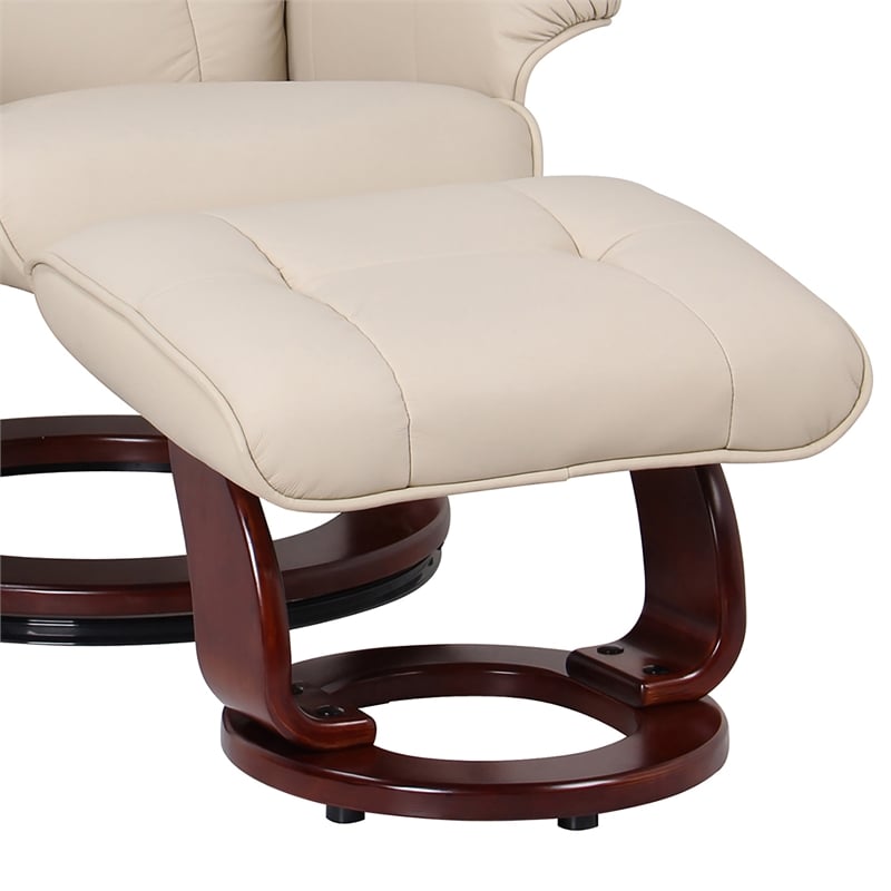 Clarita Leather Swivel Recliner with Matching Ottoman in Taupe