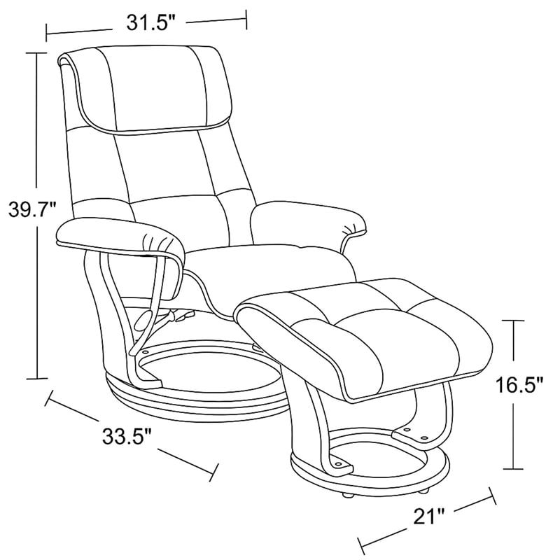 Clarita Leather Swivel Recliner with Matching Ottoman in Taupe