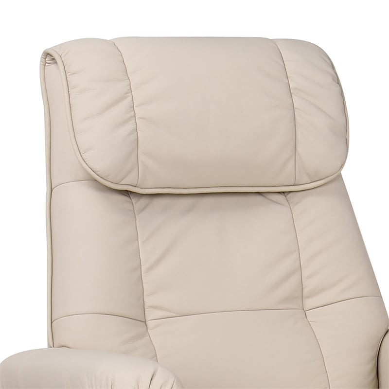 Clarita Leather Swivel Recliner with Matching Ottoman in Taupe