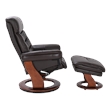 Callano Leather Swivel Recliner with Storage Ottoman in Brown
