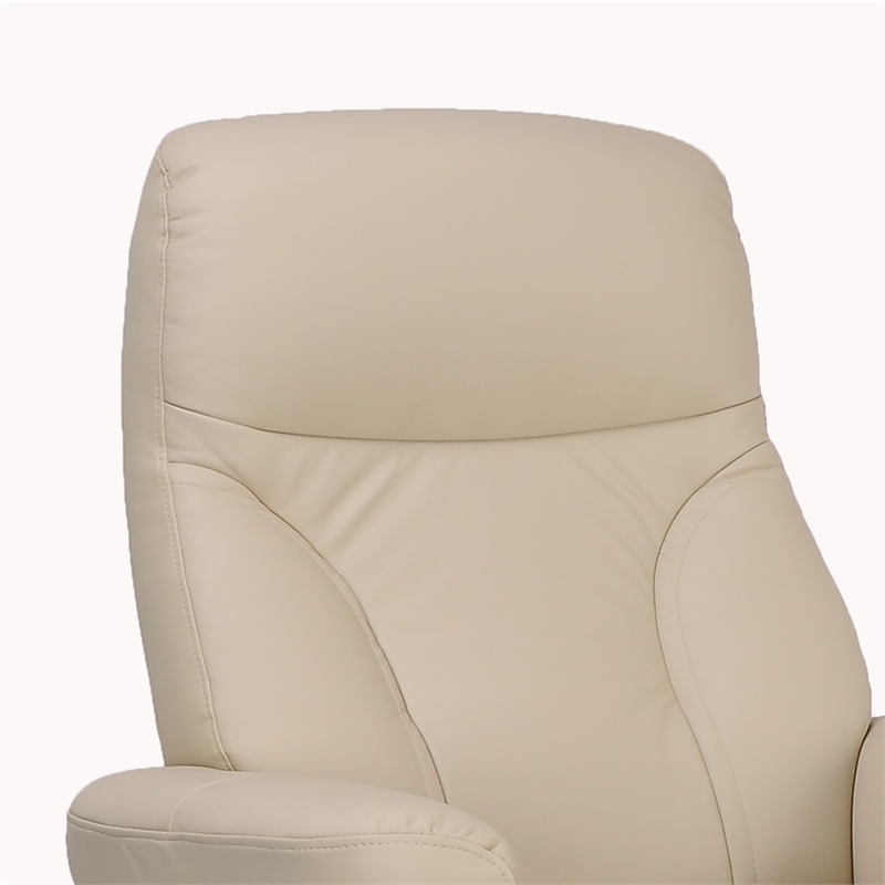 Cortina Leather Swivel Recliner with Matching Ottoman in Taupe