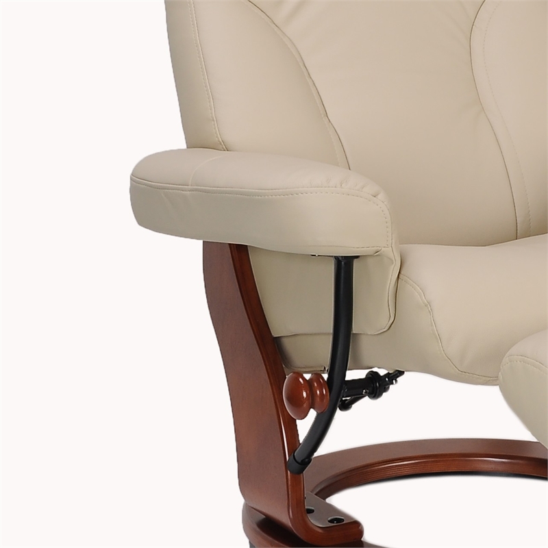 Cortina Leather Swivel Recliner with Matching Ottoman in Taupe