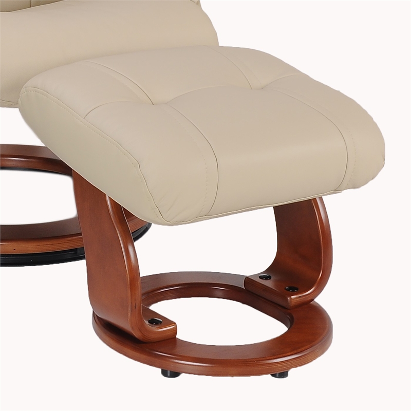 Cortina Leather Swivel Recliner with Matching Ottoman in Taupe