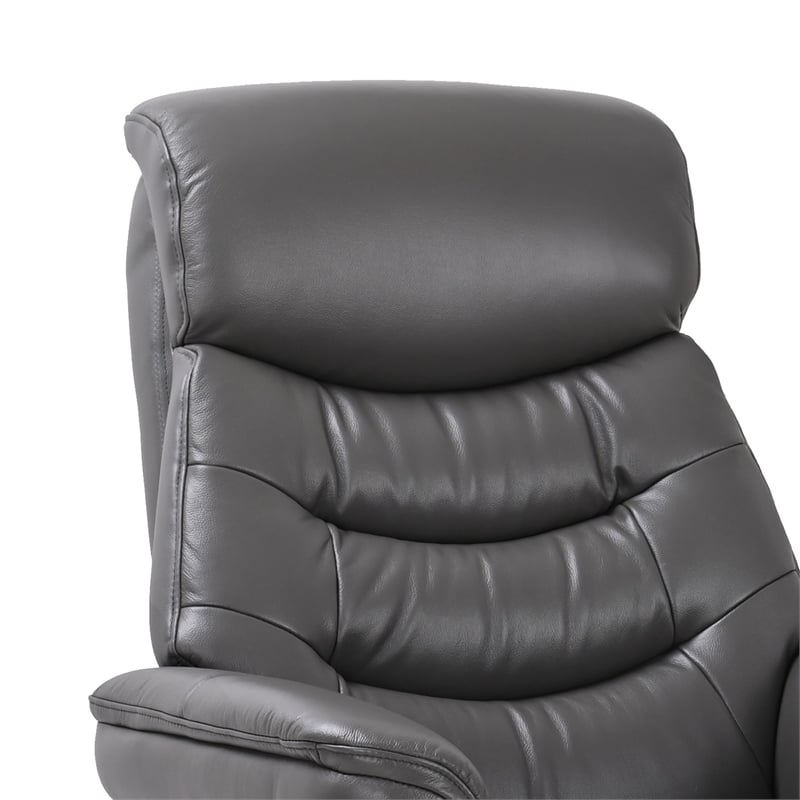 Callano Leather Swivel Recliner with Storage Ottoman in Grey