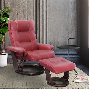 Rosagno Leather Swivel Recliner with Matching Ottoman