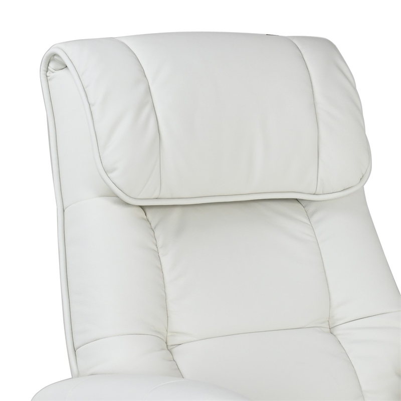 Muscat Leather Swivel Recliner with Matching Ottoman in White