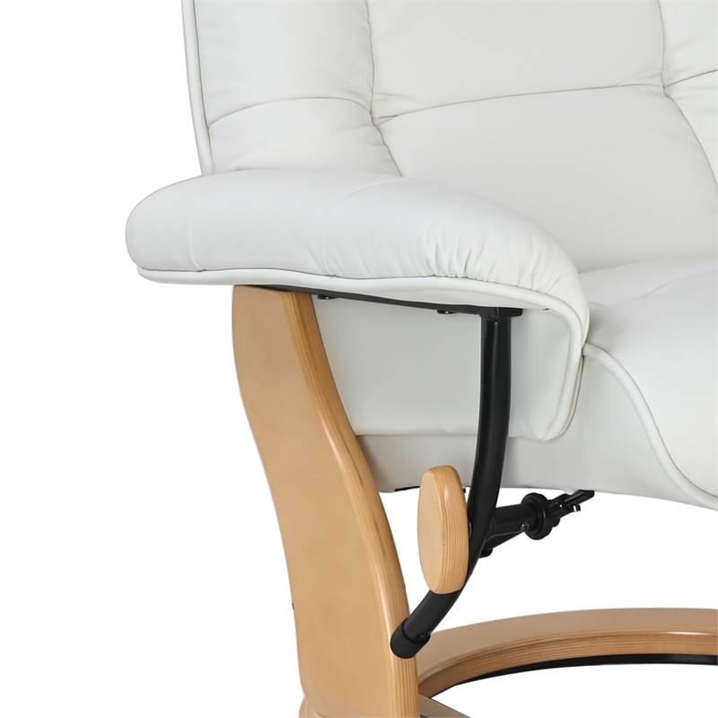 Muscat Leather Swivel Recliner with Matching Ottoman in White