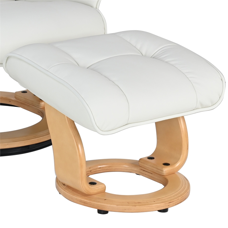 Muscat Leather Swivel Recliner with Matching Ottoman in White