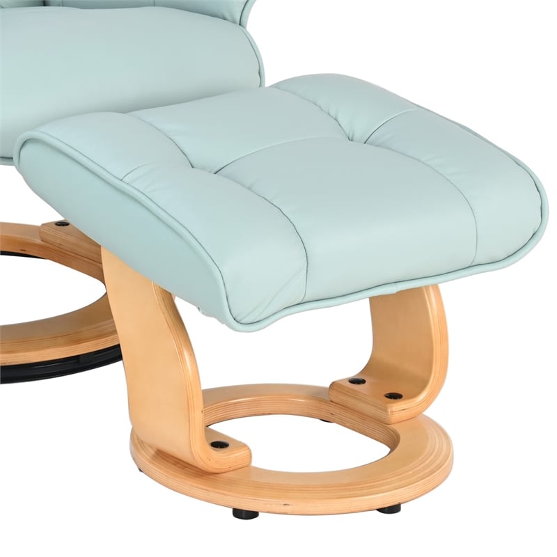 Muscat Leather Swivel Recliner with Matching Ottoman in Blue