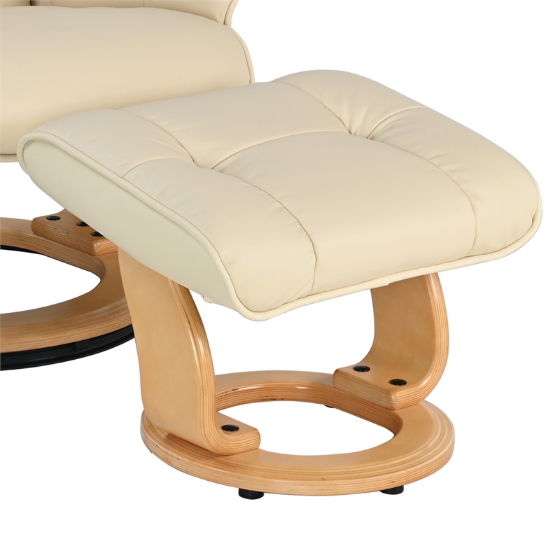 Muscat Leather Swivel Recliner with Matching Ottoman in Cream