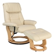 Muscat Leather Swivel Recliner with Matching Ottoman in Cream