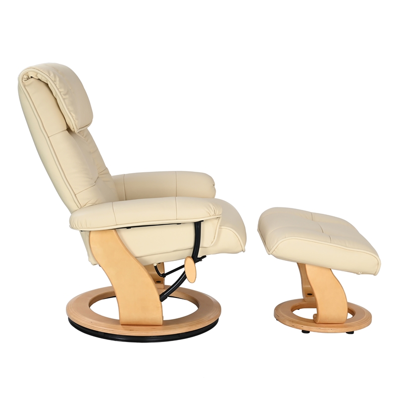 Muscat Leather Swivel Recliner with Matching Ottoman in Cream