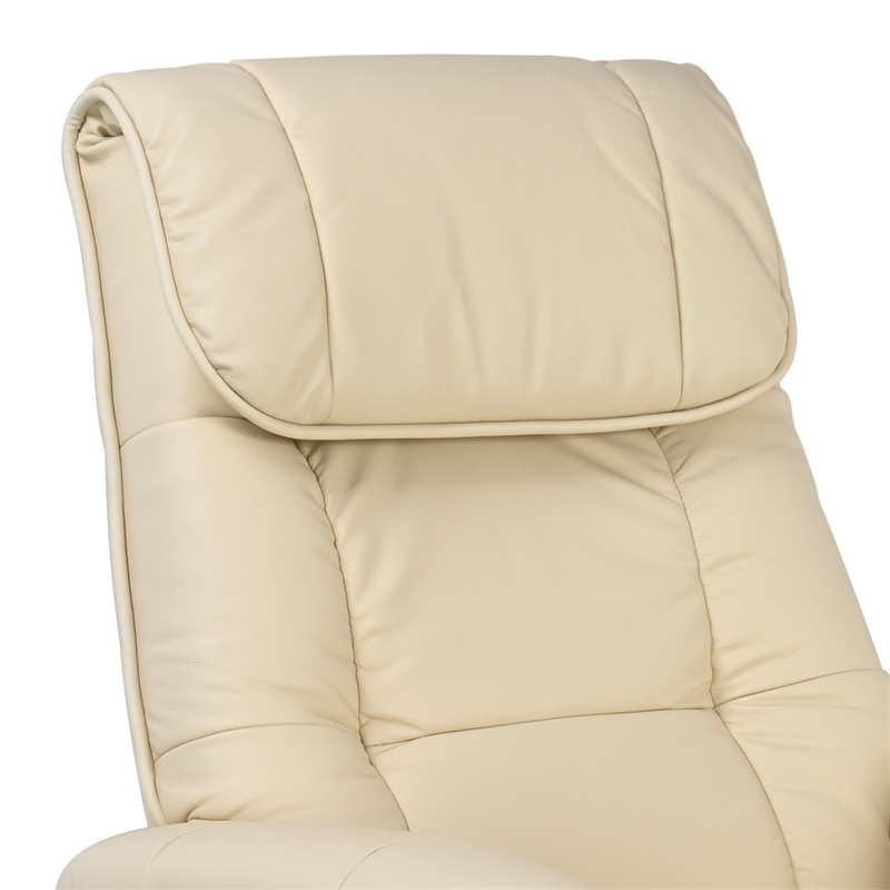 Muscat Leather Swivel Recliner with Matching Ottoman in Cream