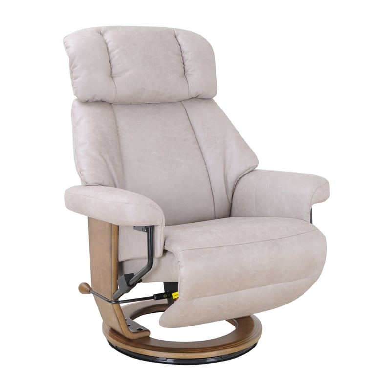 Theodora Swivel Recliner with Folding Chaise in Light Gray Fabric
