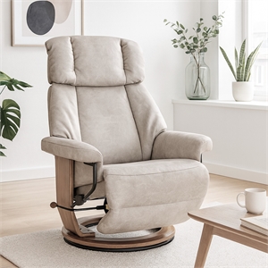 Theodora Swivel Recliner with Folding Chaise in Light Gray Fabric