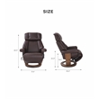 Theodora Swivel Recliner with Folding Chaise in Dark Brown Fabric