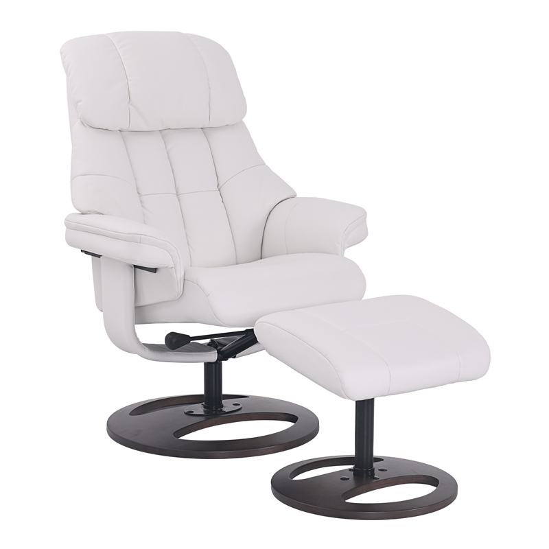 Rylan Upholstered Swivel Recliner with Matching Ottoman in White