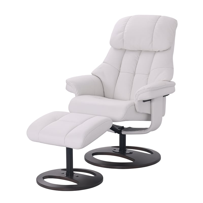 Rylan Upholstered Swivel Recliner with Matching Ottoman in White