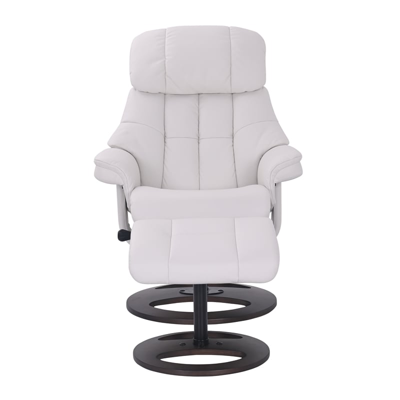 Rylan Upholstered Swivel Recliner with Matching Ottoman in White