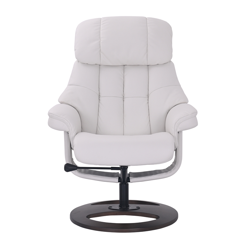 Rylan Upholstered Swivel Recliner with Matching Ottoman in White