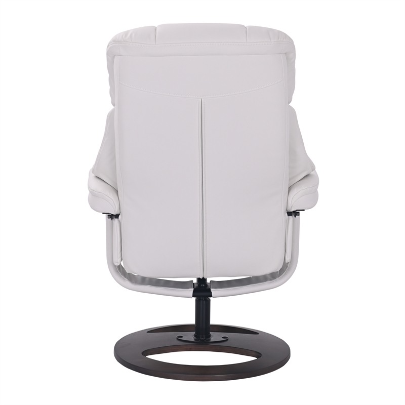 Rylan Upholstered Swivel Recliner with Matching Ottoman in White