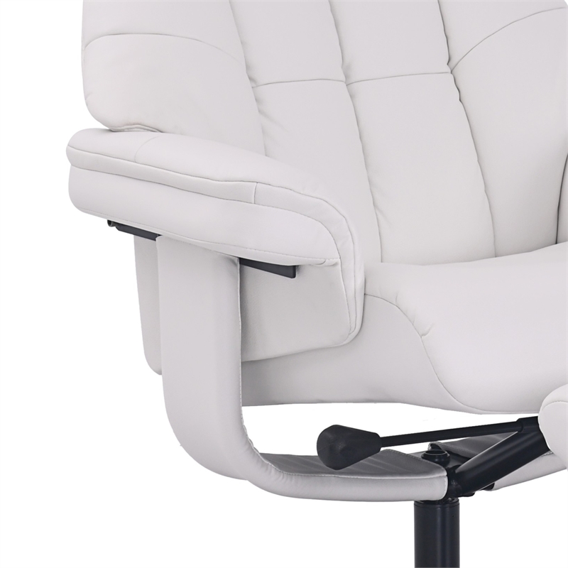 Rylan Upholstered Swivel Recliner with Matching Ottoman in White
