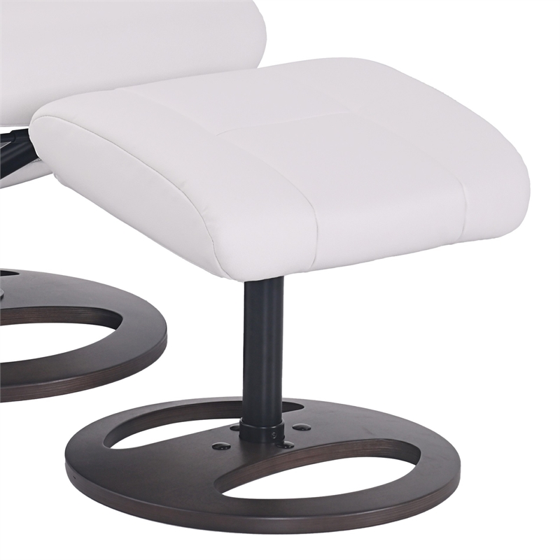 Rylan Upholstered Swivel Recliner with Matching Ottoman in White