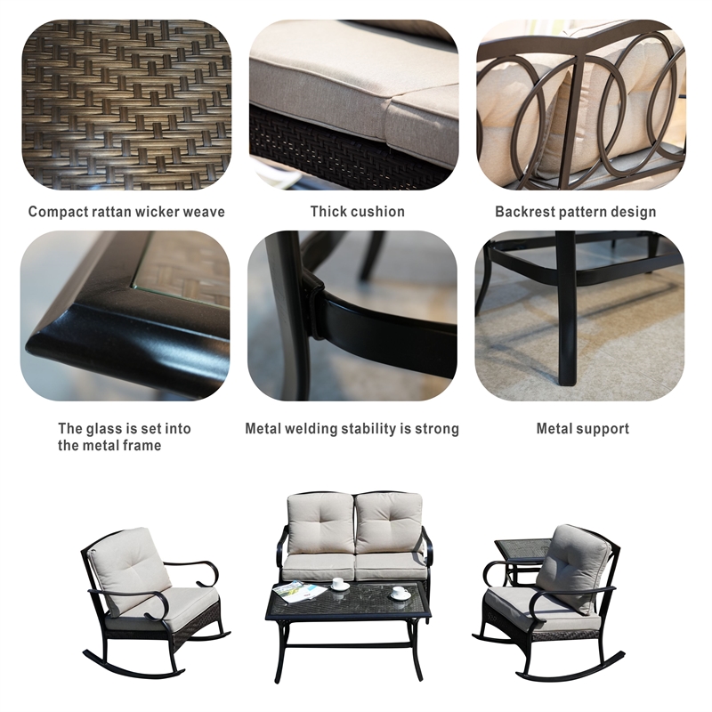 Steel Frame Square Outdoor Furniture Side Table in Black with Tempered Glass
