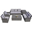 Direct Wicker Rattan Patio 6-Piece Conversation Sofa Sets in Gray with Cushions