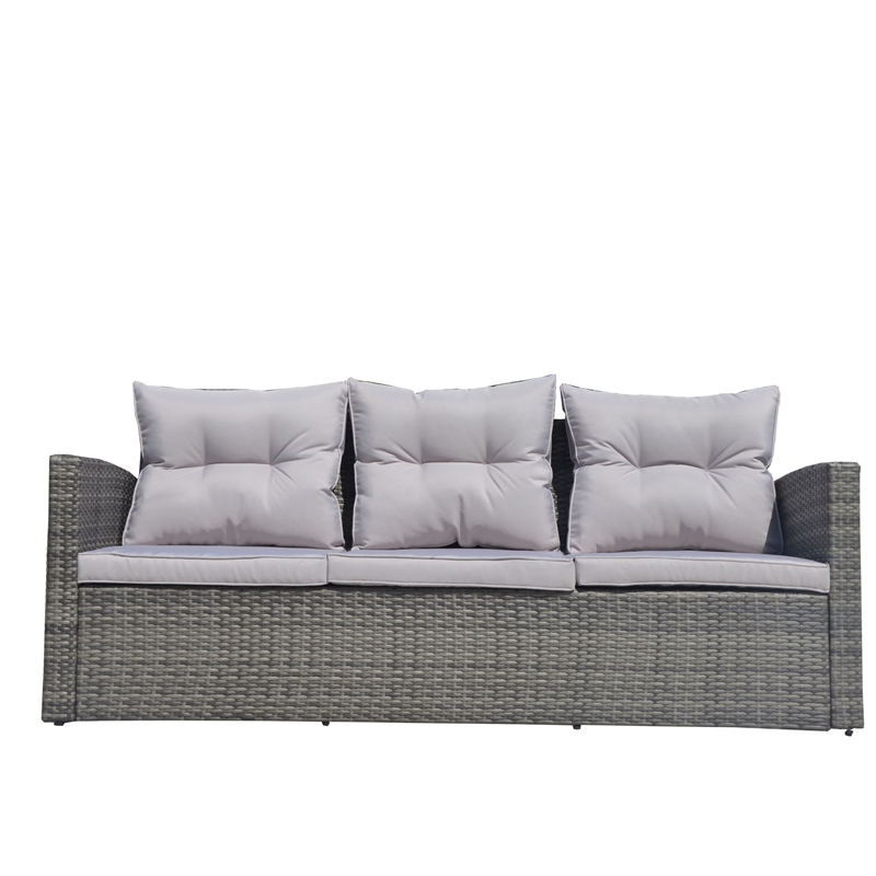 Direct Wicker Rattan Patio 6-Piece Conversation Sofa Sets in Gray with Cushions