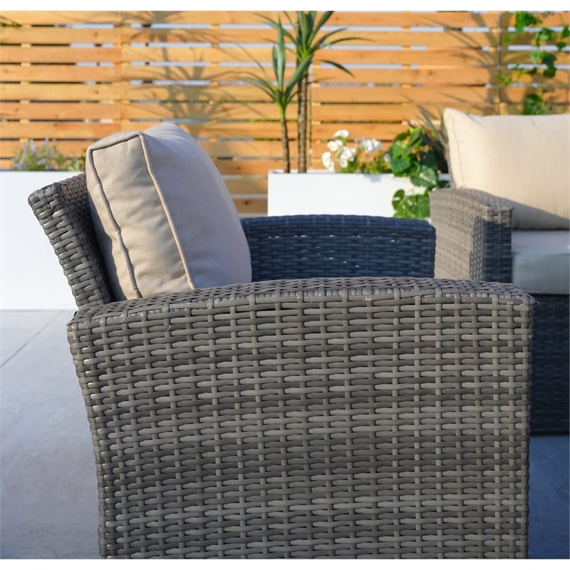 Direct Wicker 7-Piece Gray Rattan Patio Conversational Sofa Set with Cushion