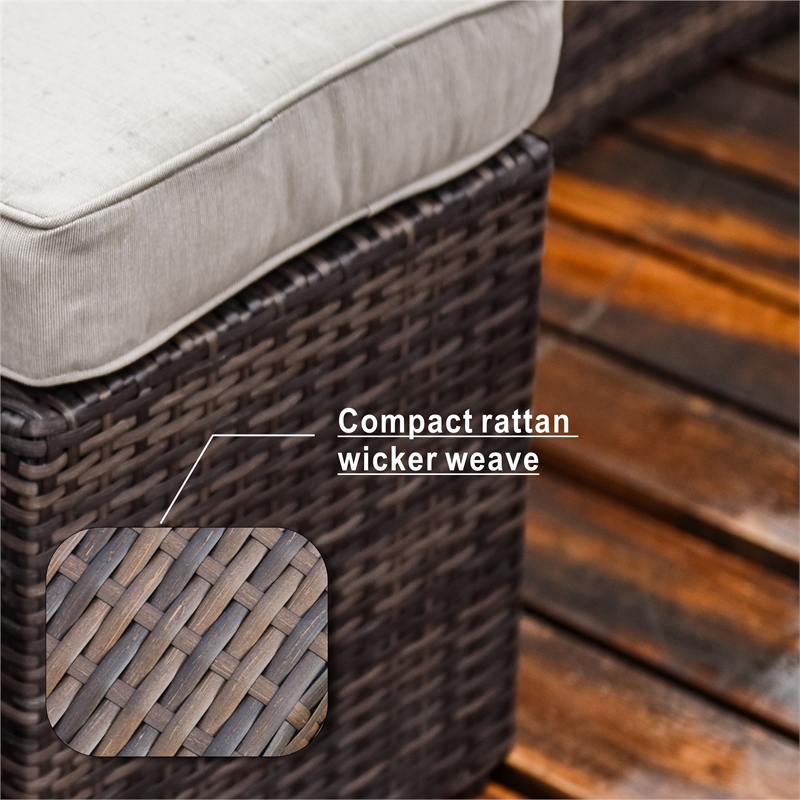 Direct Wicker 7-Piece Brown Rattan Patio Conversational Sofa Set with Cushion