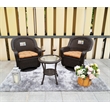 Direct Wicker 3PC Rattan Patio Bistro Set in Dark Brown with Brown Cushions