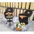 Direct Wicker 3PC Rattan Patio Bistro Set in Dark Brown with Brown Cushions