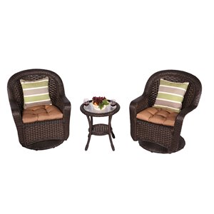 direct wicker 3 pc. dark brown patio bistro set with brown cushions