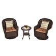 Direct Wicker 3PC Rattan Patio Bistro Set in Dark Brown with Brown Cushions