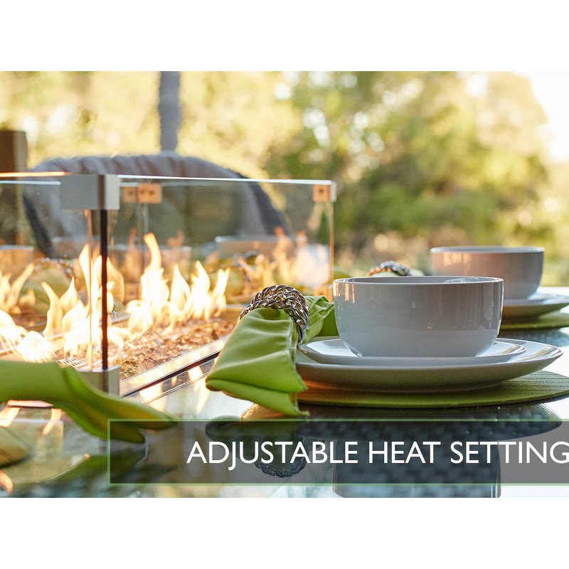 Direct Wicker Brown Rattan 4 Seat Square Gas Fire Pit Set with Dining Chairs