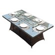 Direct Wicker Brown Aluminum Fire Pit Dining Table with Tempered Glass