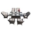 Direct Wicker Brown Rattan 6 Seat Gas Fire Pit Dining Set with Armchair