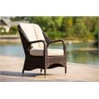 Brown Rattan 6 Seat Patio Furniture Oval Fire Pit Dining Table with Chairs