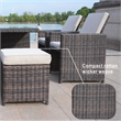 11-Pieces Brown Rattan Outdoor Dining Table with Beige Cushions