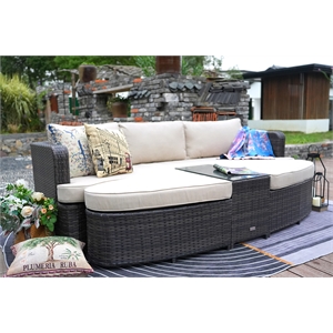 direct wicker 4 pc. brown deep seating group sunbed with beige cushions
