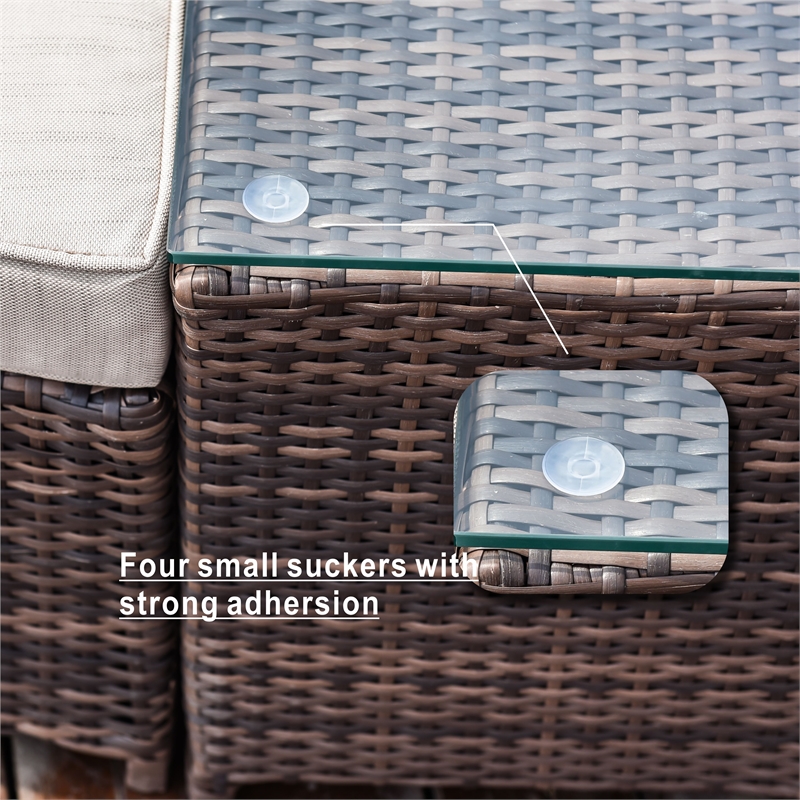Direct Wicker Brown Rattan Deep Seating Group Sunbed Daybed Set with Cushion