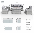 Direct Wicker 5-Piece Gray Rattan Patio Sofa Set Fire Pit Table with Cushions