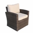 7-Piece Brown Rattan Seating Sofa Set with Firepit and Ice Container Table
