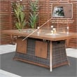 7-Piece Brown Rattan Seating Sofa Set with Firepit and Ice Container Table