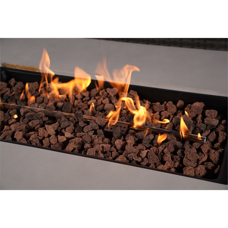 Contemporary Gray Aluminum Patio and Outdoor Rectangle Firepit Table