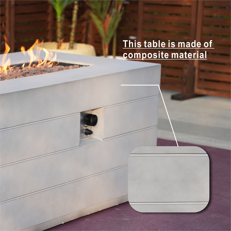 Contemporary Gray Aluminum Patio and Outdoor Rectangle Firepit Table