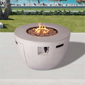 Gray Aluminum Patio and Outdoor Round Firepit Table with Rain Cover